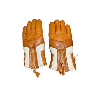 Vintage Brown Saranac Cow leather Size Small Gloves Zipper Lined 1970s 80s